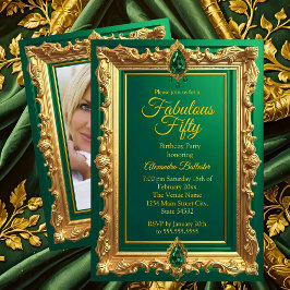 Fabulous Elegant Birthday Photo Emerald Green Gold Kaart