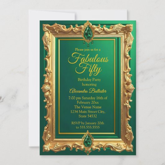 Fabulous Elegant Birthday Photo Emerald Green Gold Kaart (Voorkant)