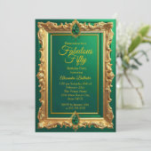 Fabulous Elegant Birthday Photo Emerald Green Gold Kaart (Staand voorkant)