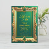 Fabulous Elegant Birthday Photo Emerald Green Gold Kaart (Staand voorkant)