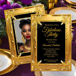 Fabulous Elegant Birthday Photo Gold Black Jewels Kaart