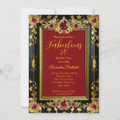 Fabulous Elegant Birthday Photo Red Gold Black Gem Kaart (Voorkant)