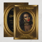 Fabulous Elegant Foto Birthday Old Gold Kaart (Voorkant / Achterkant)