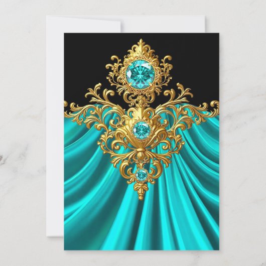 Fabulous Elegant Verjaardag Blauwgroen Blue Silk G Kaart (Achterkant)