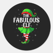 Fabulous Elf Christmas Girls Women Elf Squad Xmas  Ronde Sticker (Voorkant)