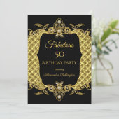Fabulous Elite Formal Gold Birthday Party Black Kaart (Staand voorkant)