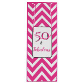 Fabulous en 50 50th Birthday White Pink Chevrons Wijn Cadeautas (Voorkant)