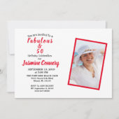 Fabulous en 50 rode verjaardagsfeestjes kaart (Voorkant)