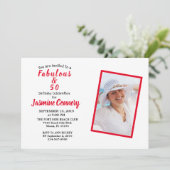 Fabulous en 50 rode verjaardagsfeestjes kaart (Staand voorkant)