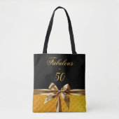Fabulous en 50 Zwart Goud Bow sparkle Leather Tote Bag (Voorkant)