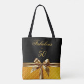 Fabulous en 50 Zwart Goud Bow sparkle Leather Tote Bag (Achterkant)