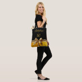 Fabulous en 50 Zwart Goud Bow sparkle Leather Tote Bag (Op model)