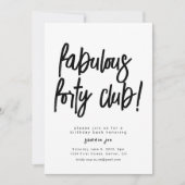 Fabulous en veertig Club Verjaardag Uitnodigen Sja Kaart (Voorkant)