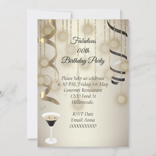 Fabulous Espresso Martini Cocktail Party Save The Date (Achterkant)