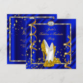 Fabulous Fantastic Royal Blue Birthday Party Kaart (Voorkant / Achterkant)