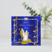 Fabulous Fantastic Royal Blue Birthday Party Kaart (Staand voorkant)