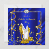 Fabulous Fantastic Royal Blue Birthday Party Kaart (Voorkant)