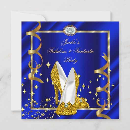 Fabulous Fantastic Royal Blue Birthday Party Kaart (Voorkant)