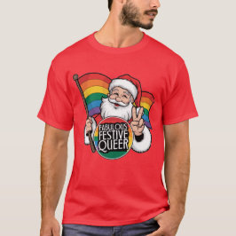 Fabulous Feestelijke Queer Rainbow Santa T-shirt