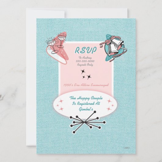 Fabulous Fifties Engagement Party Kaart (Achterkant)