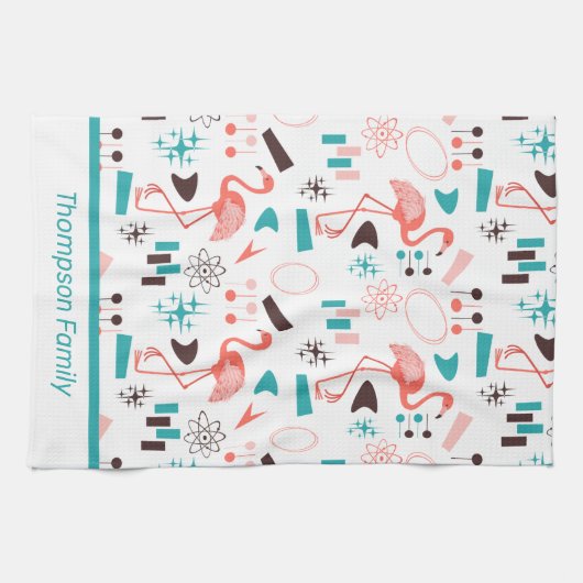 Fabulous Fifties Flamingos Theedoek (Horizontaal)