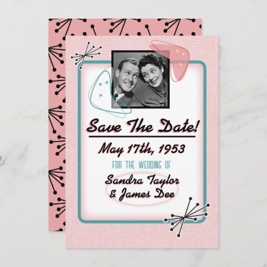 Fabulous Fifties Save the Date Kaart (Voorkant / Achterkant)