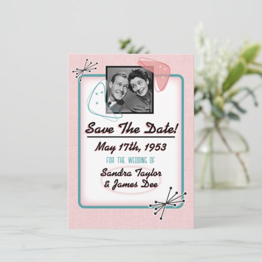 Fabulous Fifties Save the Date Kaart (Staand voorkant)