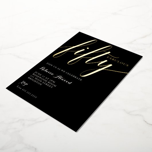 Fabulous Fifty BIrthday Folie Uitnodiging (Gedraaid)