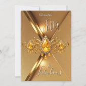Fabulous Fifty Birthday Party Yellow Gold Gems Kaart (Voorkant)