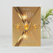 Fabulous Fifty Birthday Party Yellow Gold Gems Kaart (Staand voorkant)