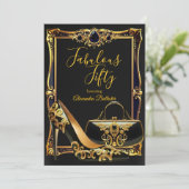 Fabulous Fifty Black Gold high Heel handbag Gems Kaart (Staand voorkant)