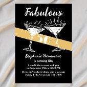 Fabulous Fifty Cocktail Zwart Goud 50ste Verjaarda Kaart