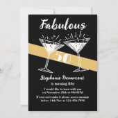 Fabulous Fifty Cocktail Zwart Goud 50ste Verjaarda Kaart (Voorkant)