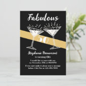 Fabulous Fifty Cocktail Zwart Goud 50ste Verjaarda Kaart (Staand voorkant)