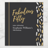Fabulous Fifty Golden Modern Woman's 50th Birthday Wijn Etiket (Enkel label)