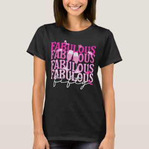 Fabulous Fifty Pink Gradient Wine Glass Verjaardag T-shirt