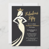 Fabulous Fifty Queen Golden Black 50e verjaardag Kaart (Voorkant)