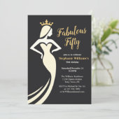 Fabulous Fifty Queen Golden Black 50e verjaardag Kaart (Staand voorkant)