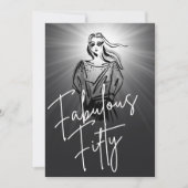 Fabulous Fifty Woman Black Sketch 50ste verjaardag Kaart (Voorkant)