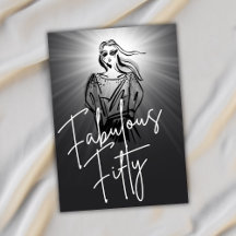 Fabulous Fifty Woman Black Sketch 50ste verjaardag