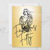 Fabulous Fifty Woman Gold Sketch 50ste verjaardag Kaart (Voorkant)