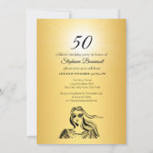 Fabulous Fifty Woman Gold Sketch 50ste verjaardag Kaart (Achterkant)