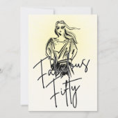 Fabulous Fifty Woman White Sketch 50ste verjaardag Kaart (Voorkant)