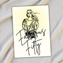 Fabulous Fifty Woman White Sketch 50ste verjaardag