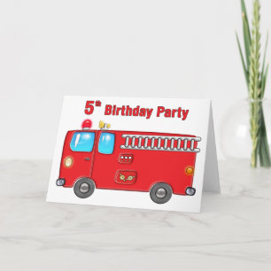 Fabulous Fire Truck 5th Birthday Kaart
