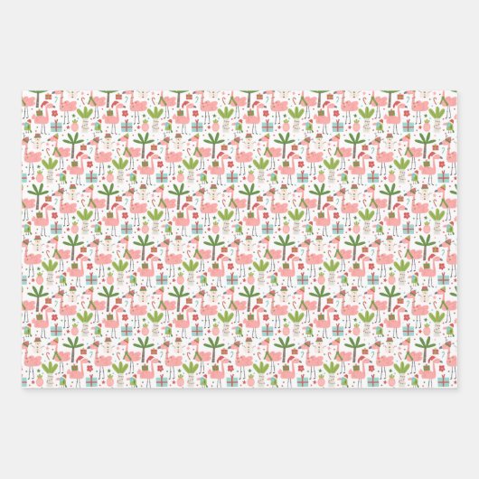 Fabulous Flamingling Kerstmis Inpakpapier Vel (Voorkant)