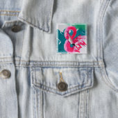 Fabulous Flamingo Art-knoppen Vierkante Button 5,1 Cm (In situ)
