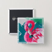 Fabulous Flamingo Art-knoppen Vierkante Button 5,1 Cm (Voorkant /achterkant)