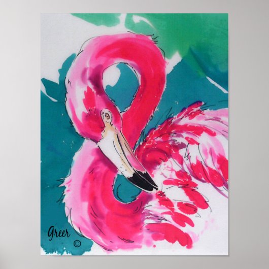 Fabulous Flamingo Bird Tropical Art Print (Voorkant)