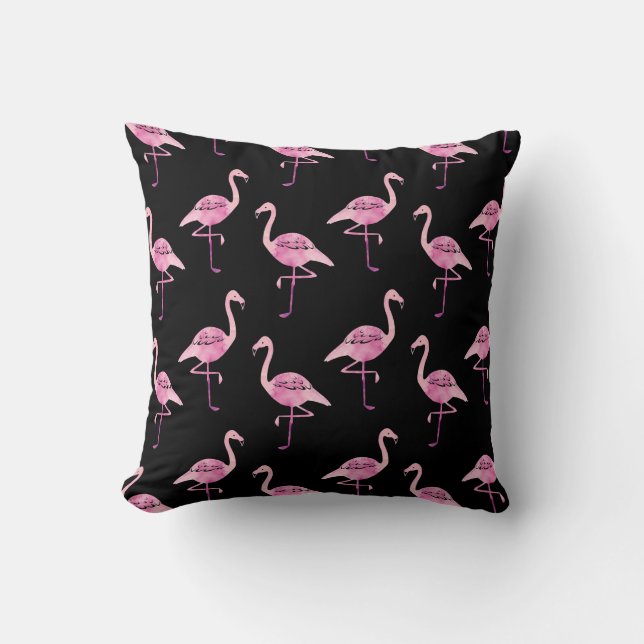 Fabulous Flamingo Pink Waterverf Patroon Kussen (Voorkant)